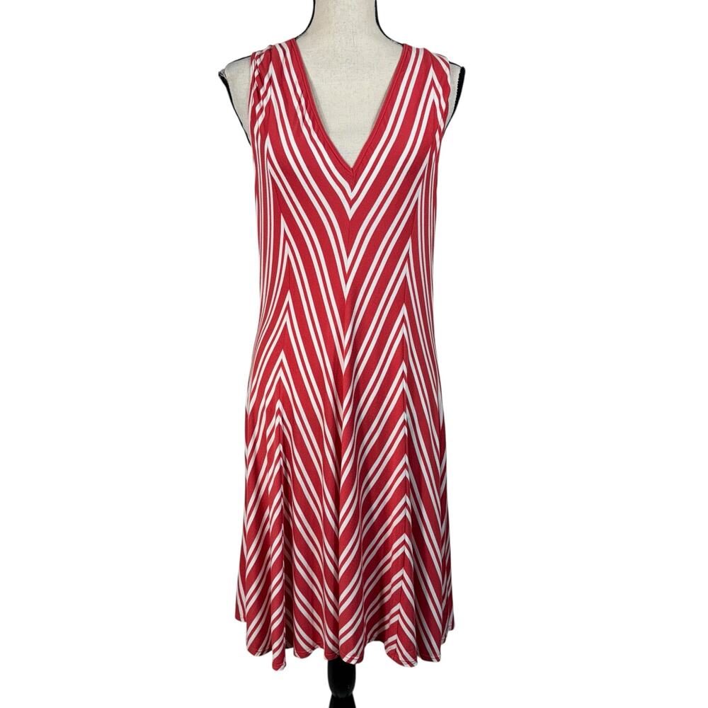 Max Studio X-Large A-Line Dress Chevron Sleeveless Stretch V-Neck Pullover Multi